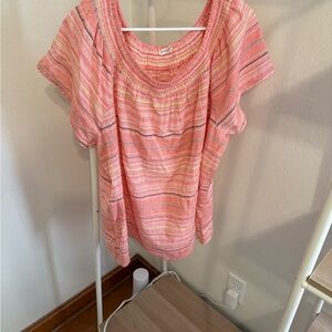 beachlunchlounge Pink Striped Short Sleeve Top